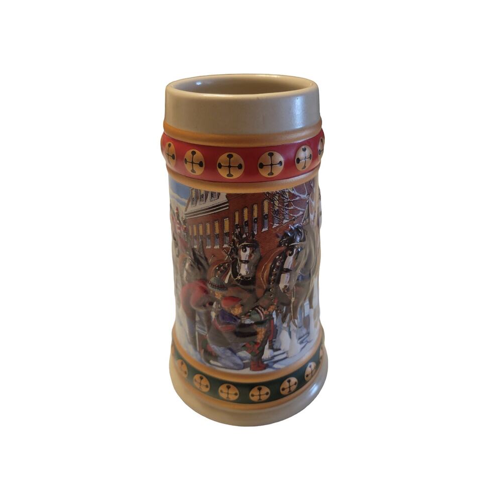 Budweiser Beer Stein 1993 Hometown Holiday Clydesdales Mug Vintage Collector